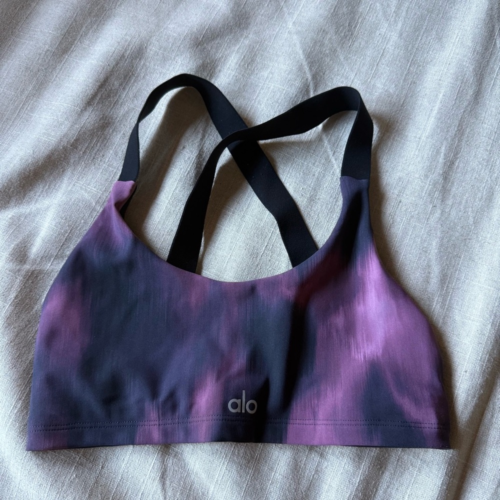 ALO Yoga Black and Purple Sports Bra